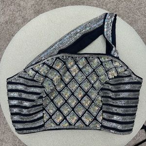 One shoulder ready to wear pre pleated saree sari Indian Pakistani party wear